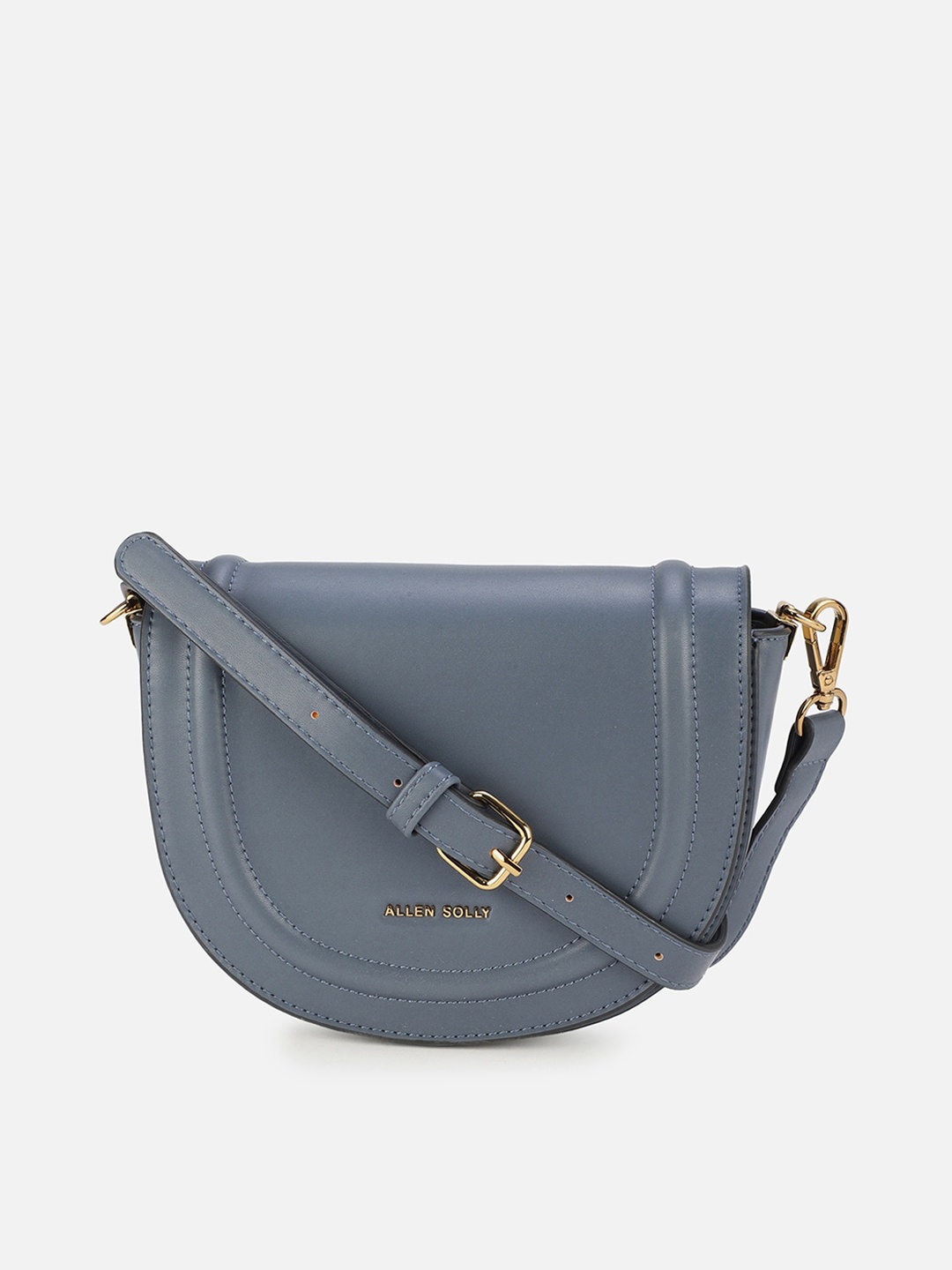 

Allen Solly Detachable String Strap Solid Blue PU Half Moon Sling Bag