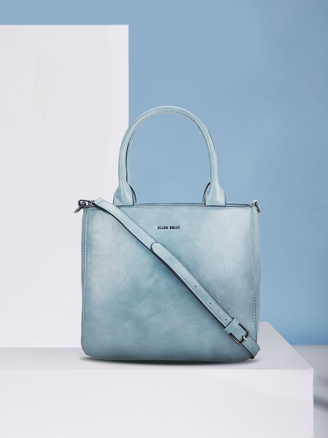 

Allen Solly Blue Textured PU Structured Handheld Bag