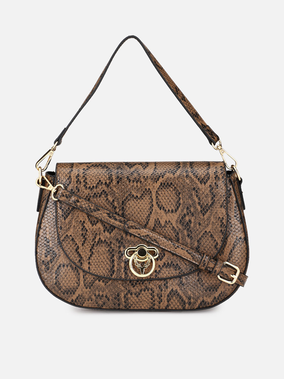 

Allen Solly Brown Printed PU Structured Sling Bag