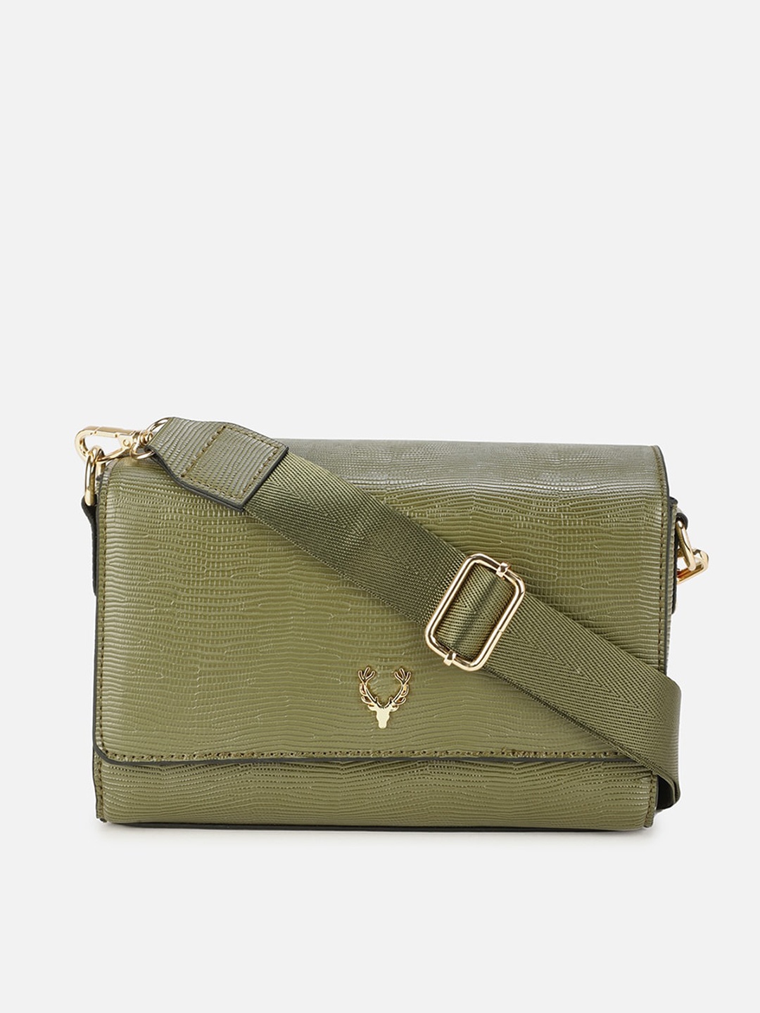 

Allen Solly Olive Green PU Structured Sling Bag