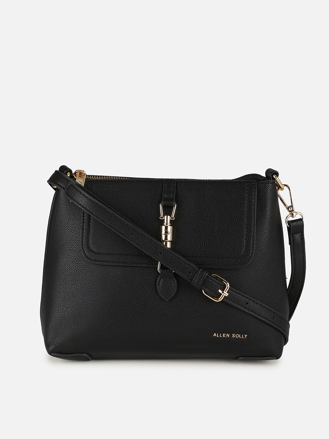 

Allen Solly Black PU Structured Sling Bag with Tasselled