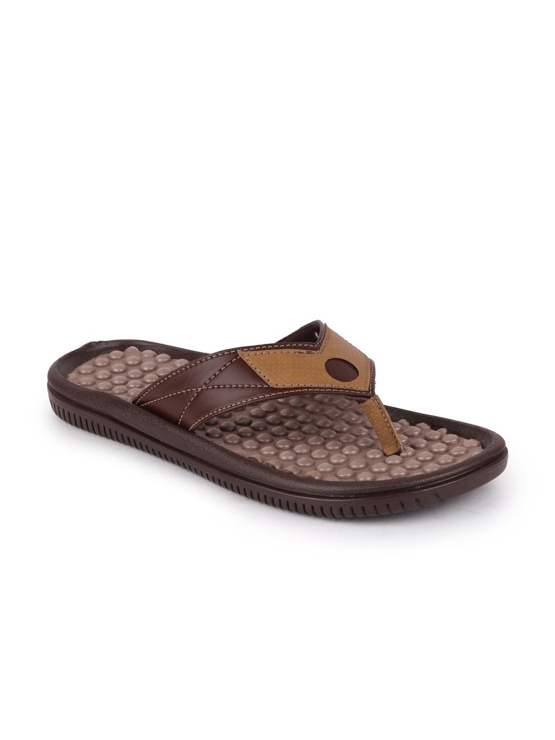 

FAUSTO Men Brown & Black Thong Flip-Flops