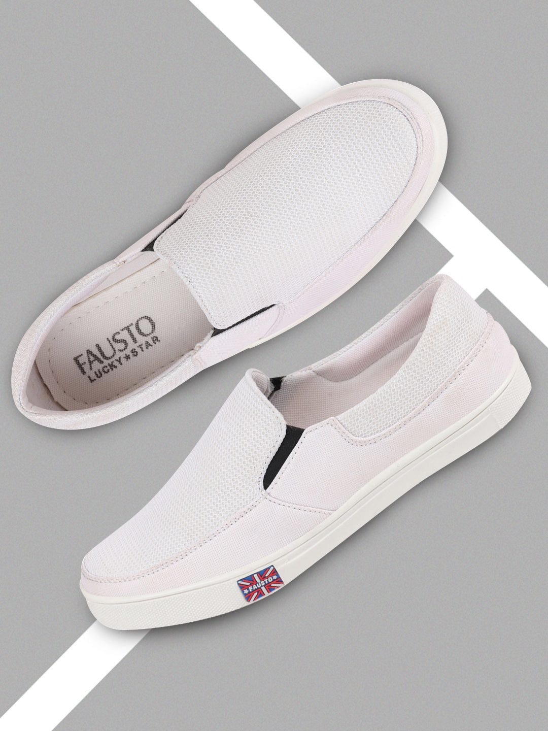 

FAUSTO Men White Slip-On Sneakers