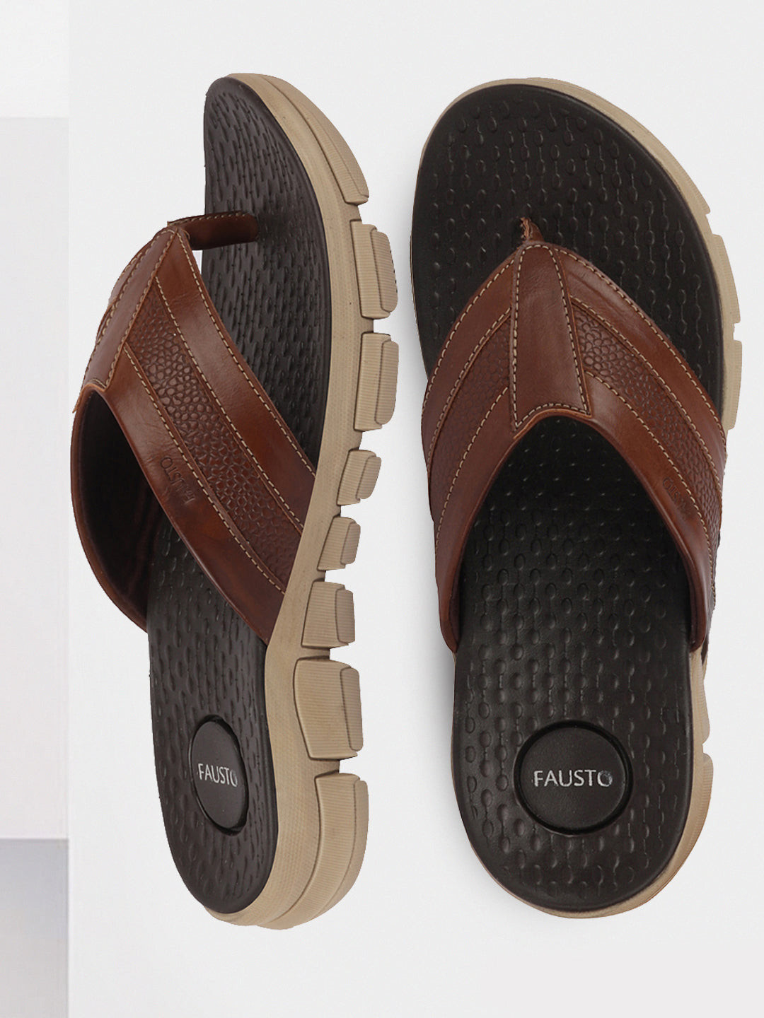 

FAUSTO Men Tan Flexible Ultrasoft Outdoor & House Slippers