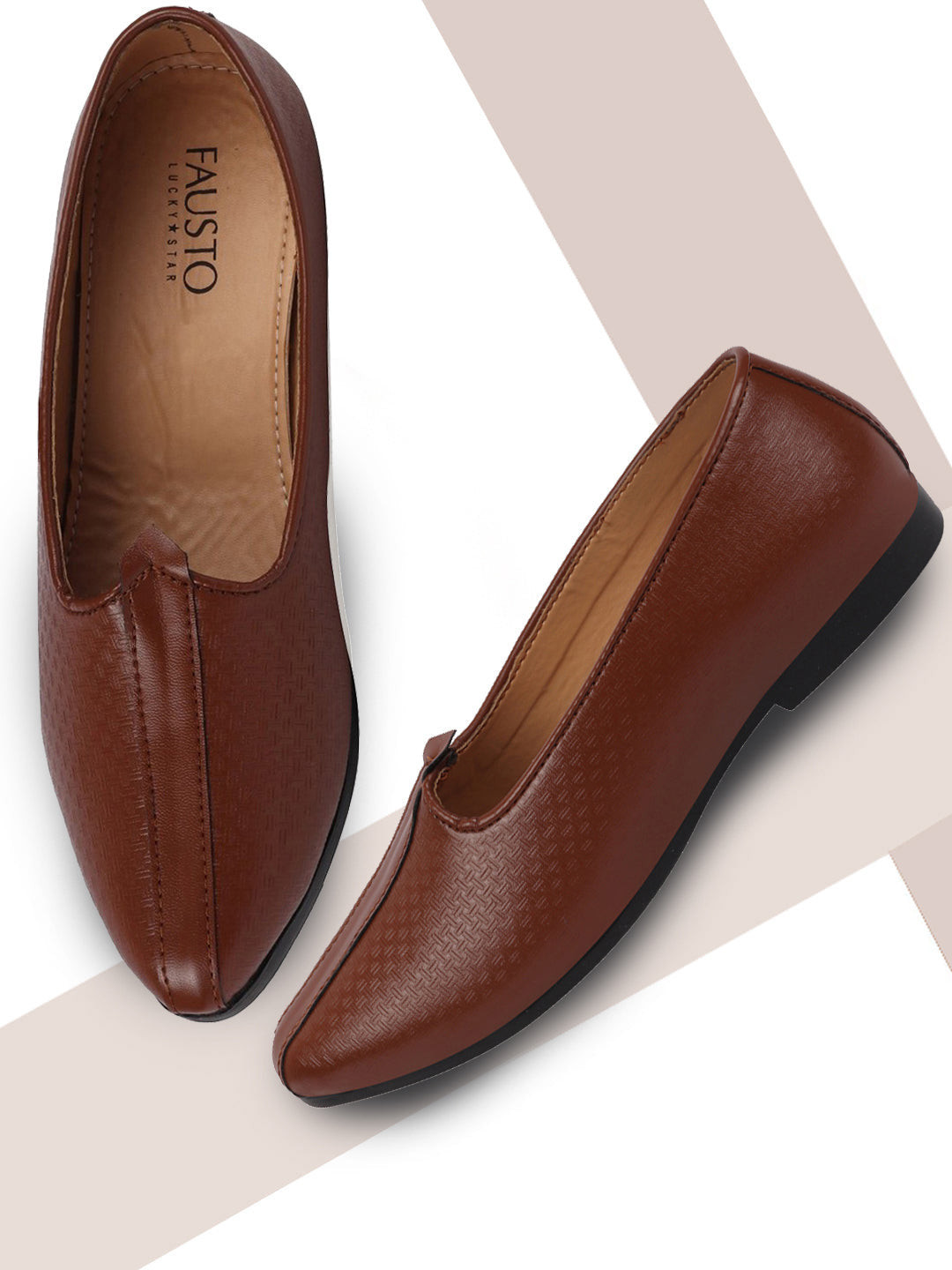 

FAUSTO Men Tan Textured PU Slip-On Moajris