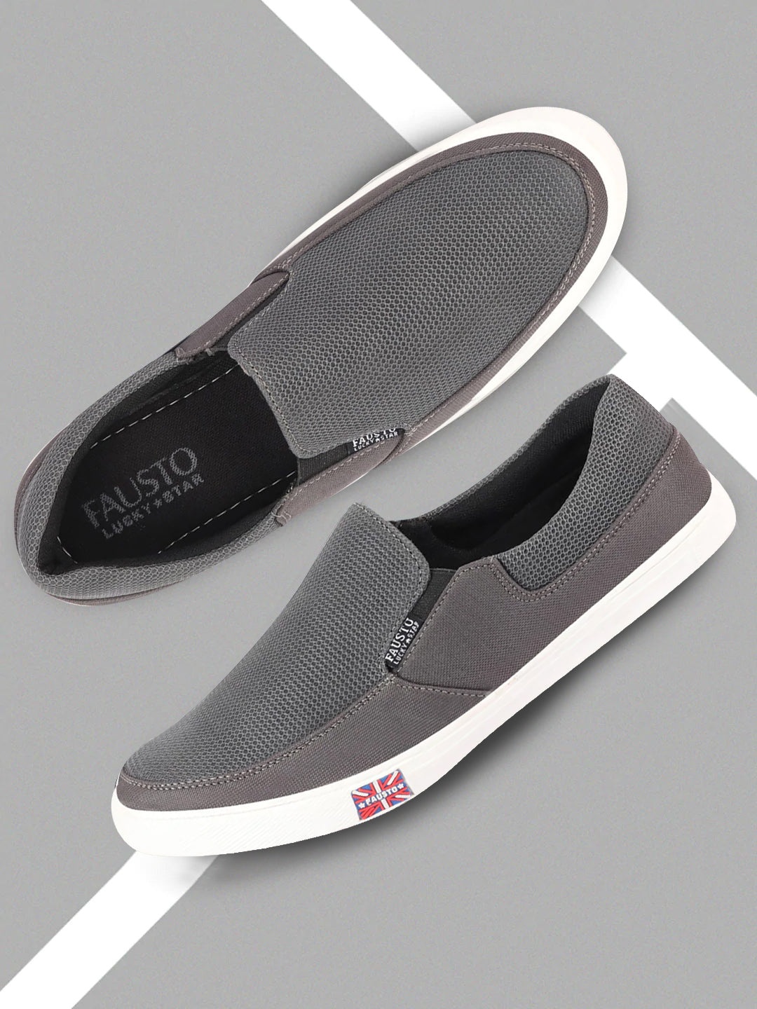 

FAUSTO Men Grey Colourblocked Slip-On Sneakers
