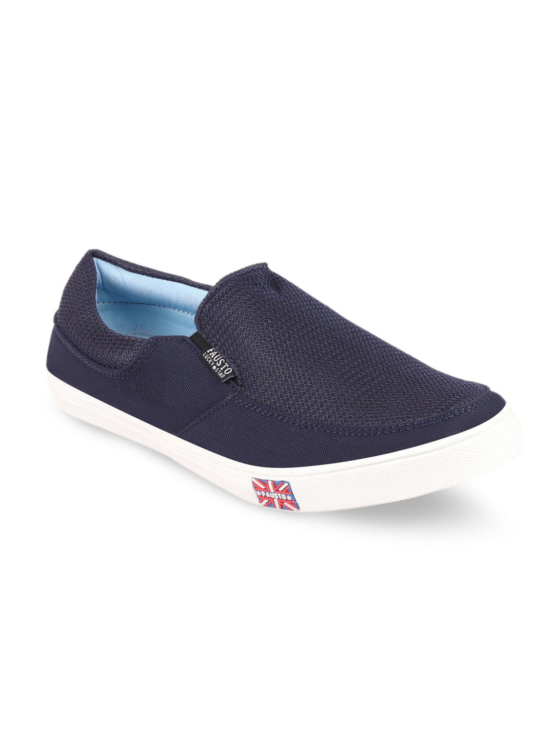 

FAUSTO Men Blue Woven Design Slip-On Sneakers