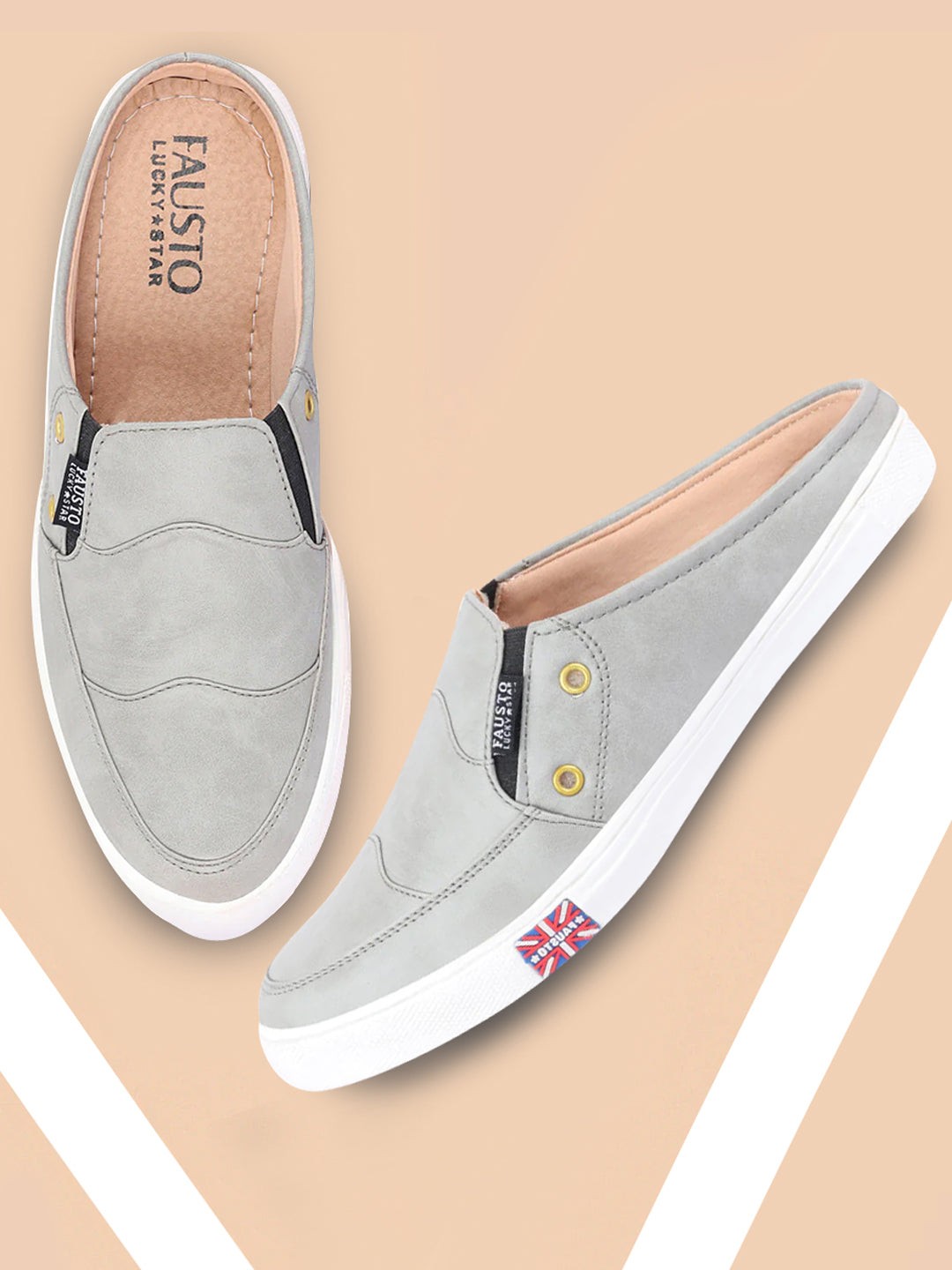 

FAUSTO Men Grey PU Slip-On Sneakers
