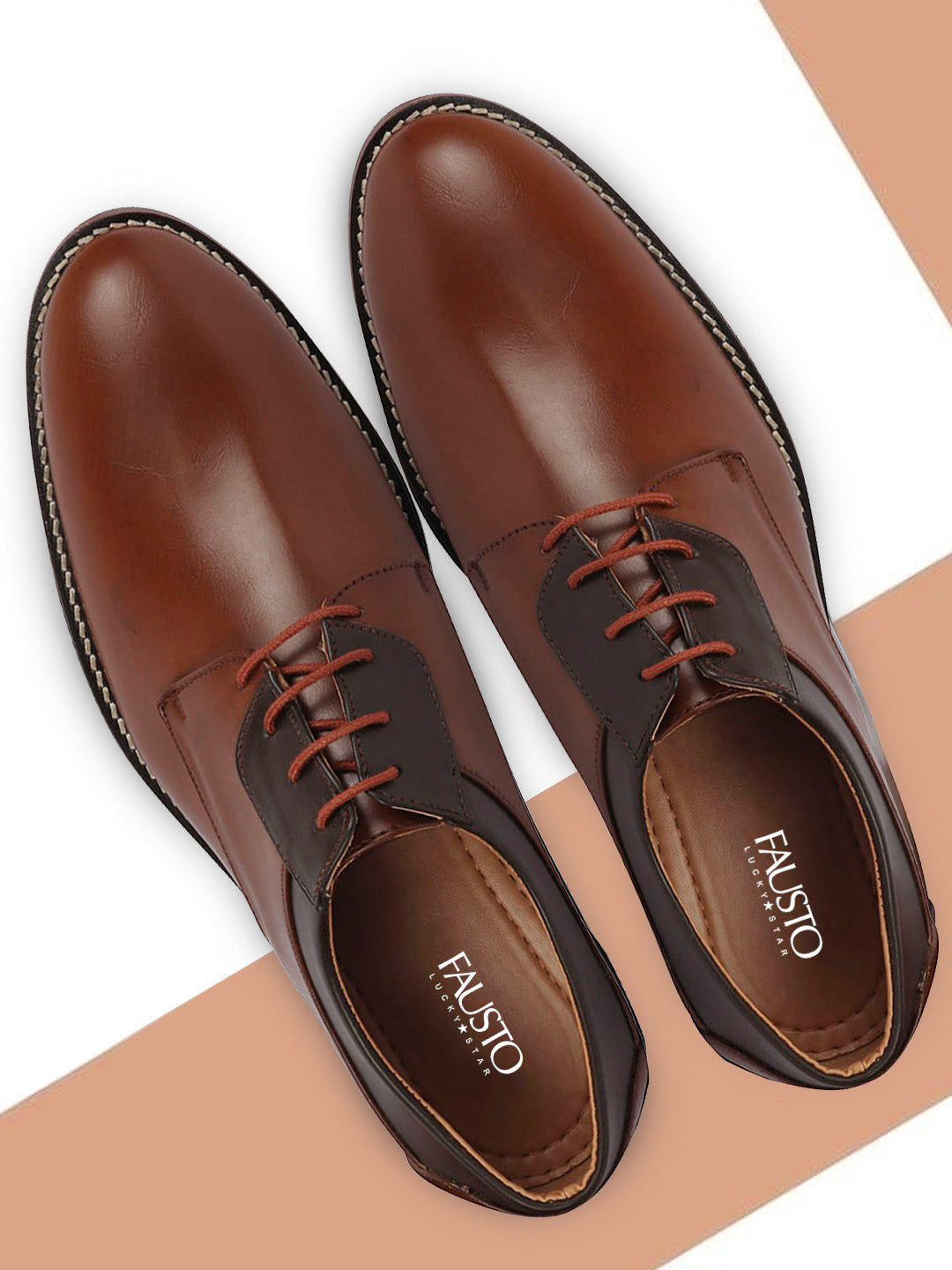 

FAUSTO Men Tan-Brown Solid Formal Oxford Shoes