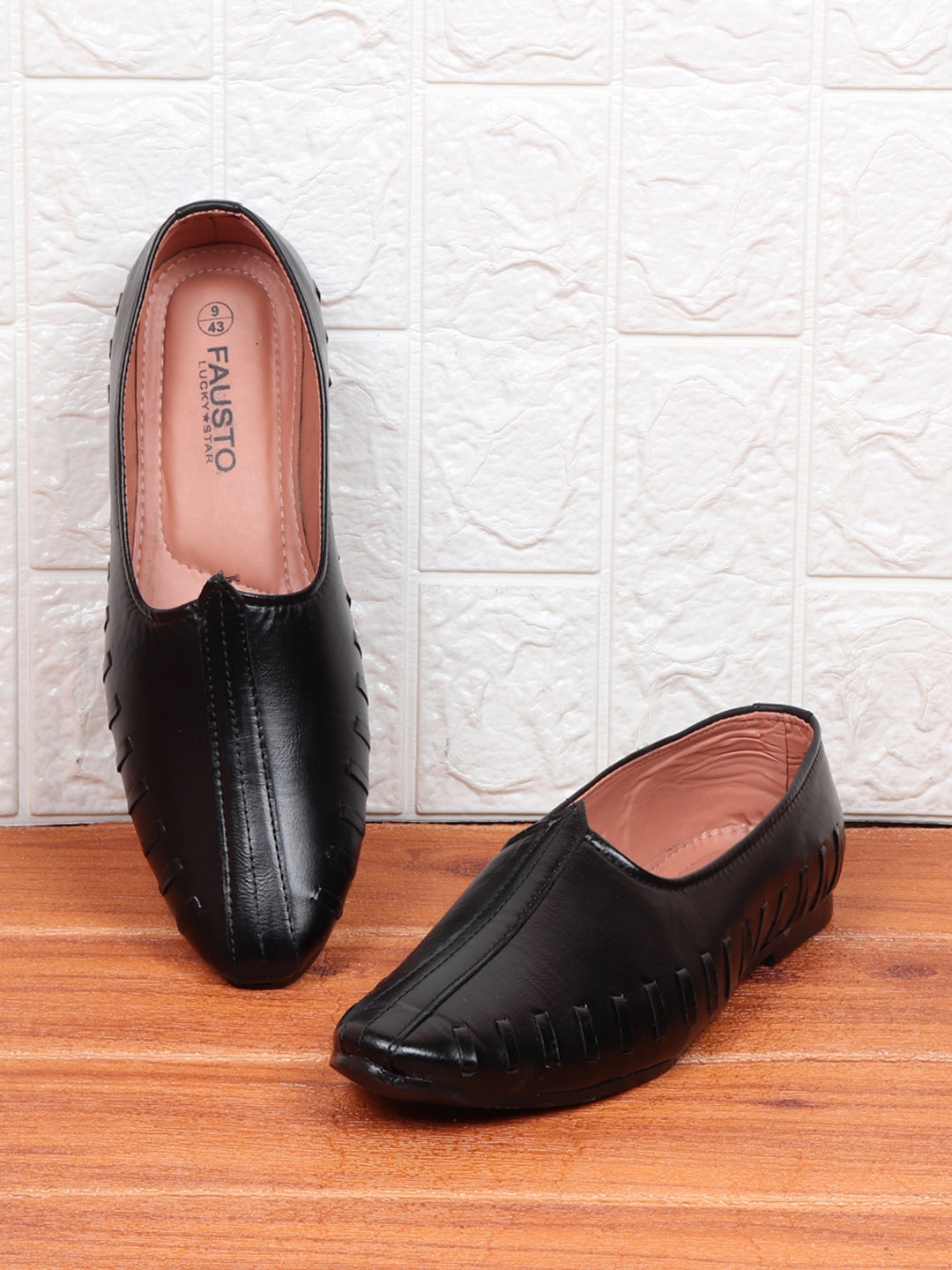 

FAUSTO Men Black PU Mojaris