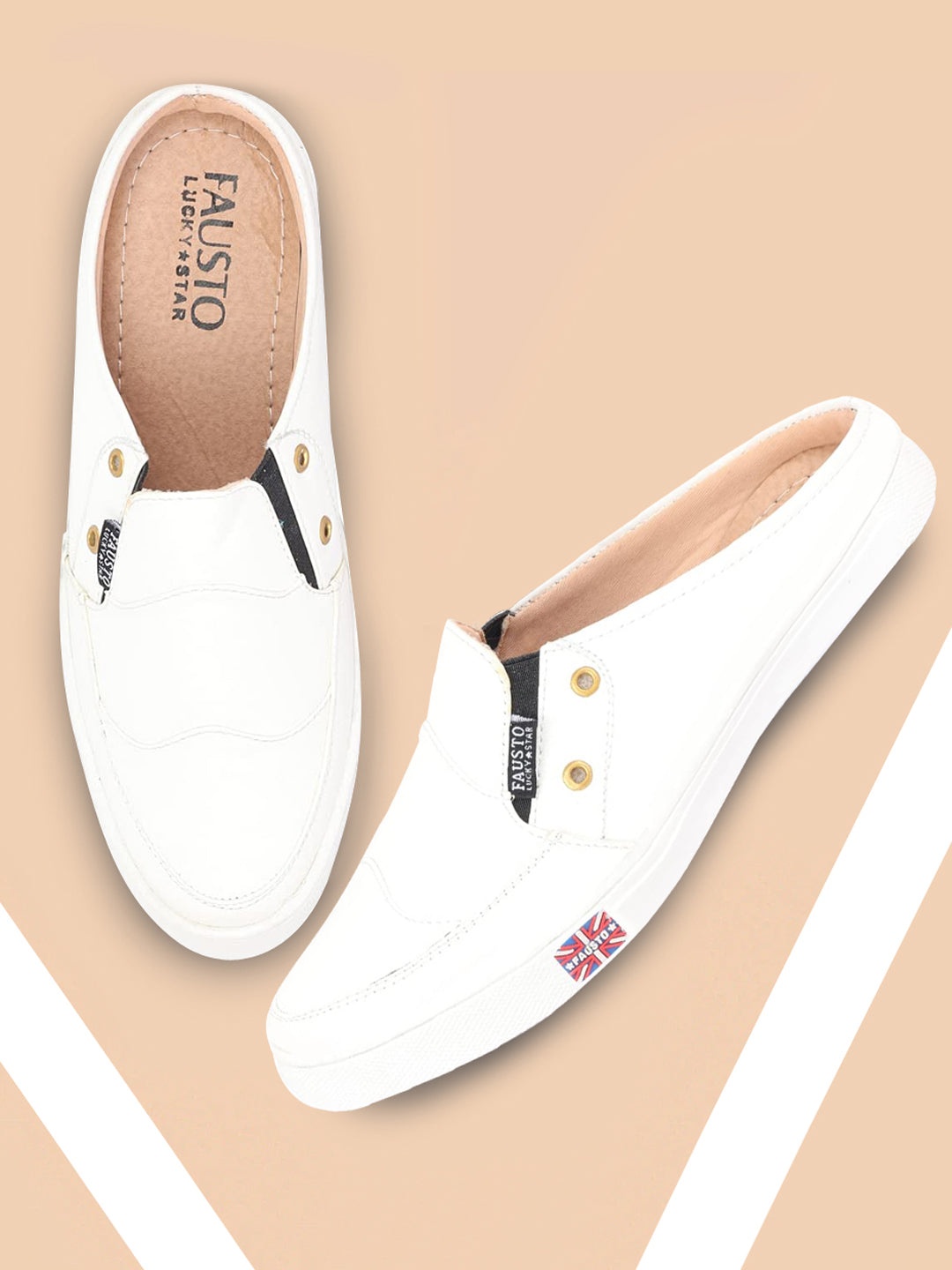 

FAUSTO Men White PU Slip-On Sneakers