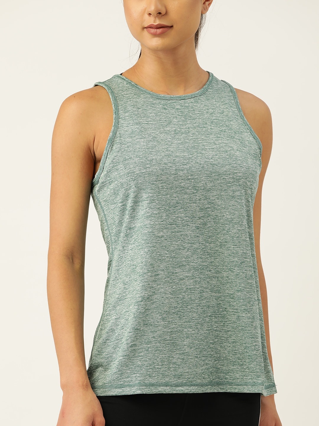 

Macy's Ideology Women Green Melange Rapid-Dry T-shirt