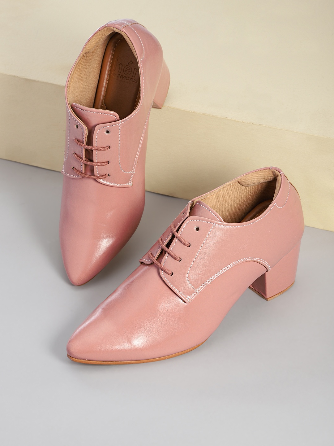 

her by invictus Women Block Heel Derbys, Pink