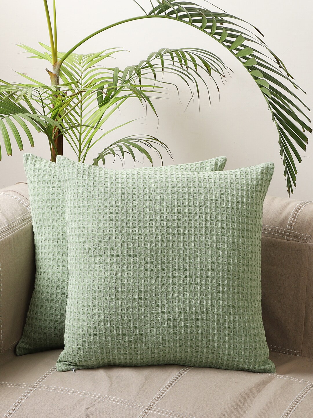 

Jamio Firati Green Set of 2 Geometric Square Cushion Covers