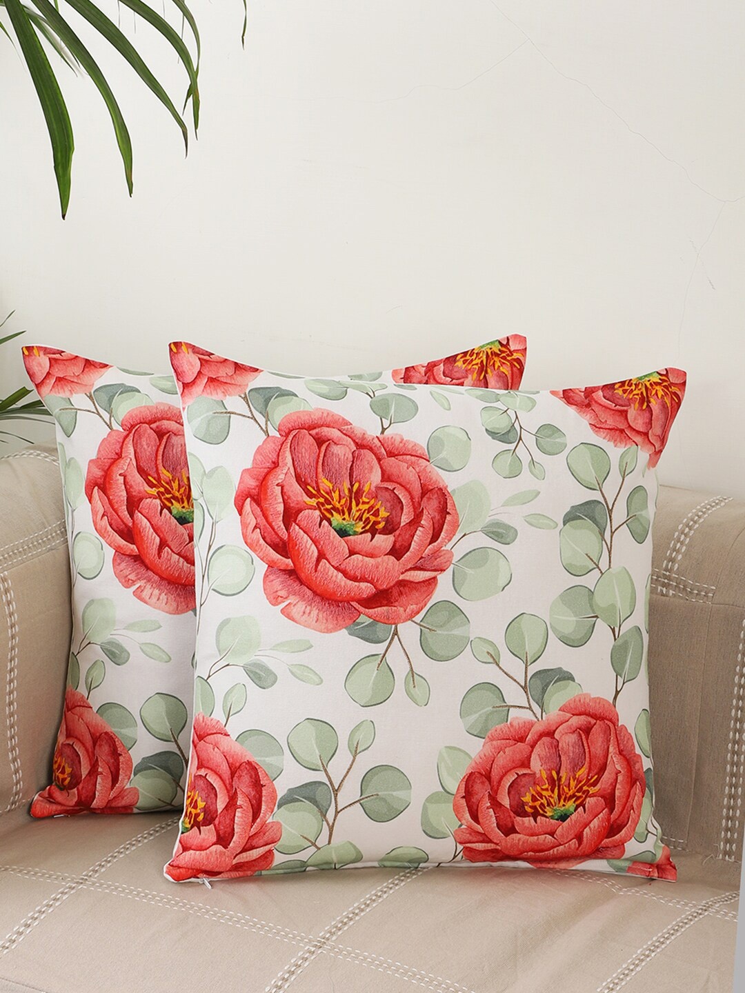 

Jamio Firati Red & White Set of 2 Square Cushion Covers