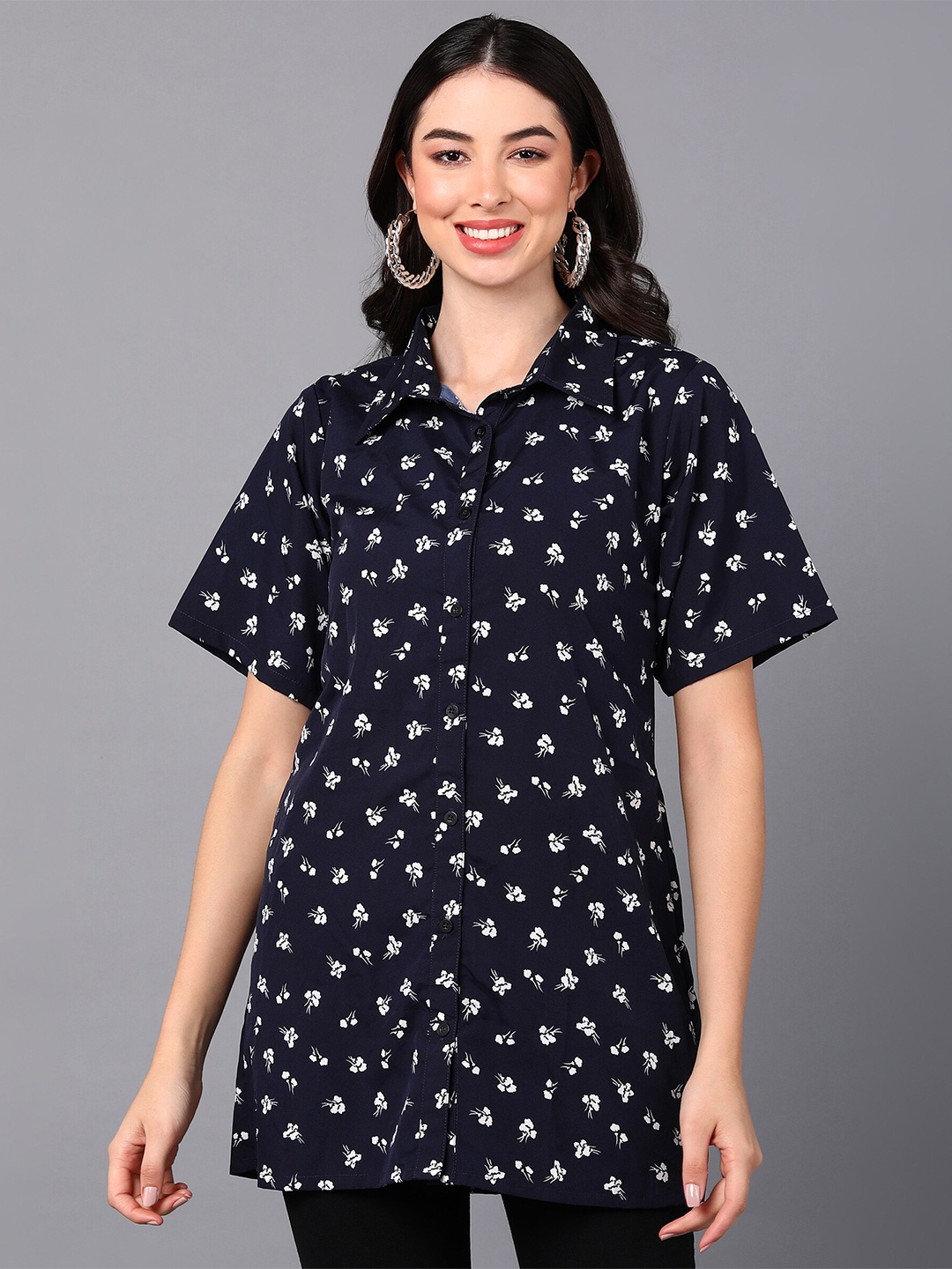 

Fashfun Women Blue Printed Casual Shirt