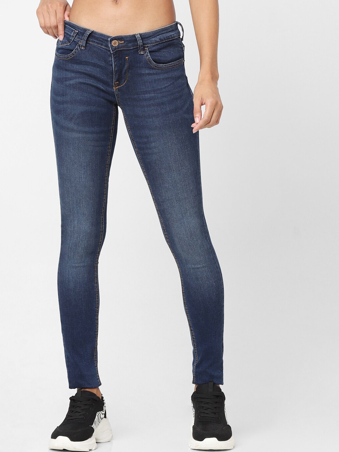 

ONLY Women Blue Skinny Fit Low-Rise Light Fade Jeans