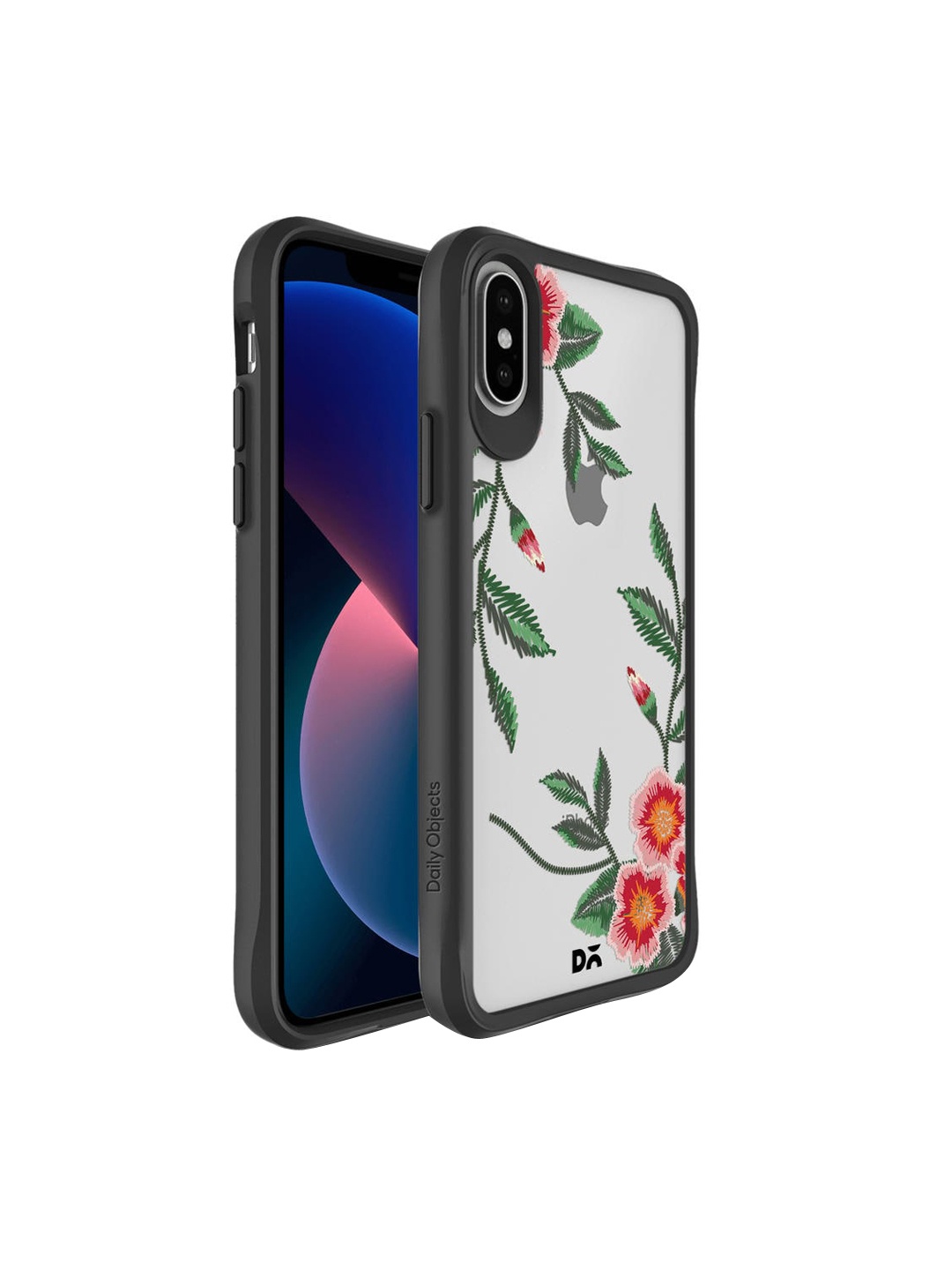 

DailyObjects Black & White Flower Embroidery Hybrid iPhone XS Back Case