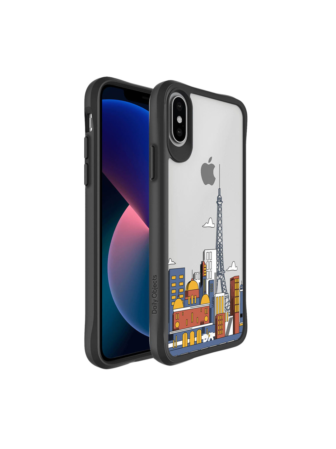 

DailyObjects Transparent & Grey Printed Paris Skyline Black Hybrid Clear iPhone XS Phone Back Case