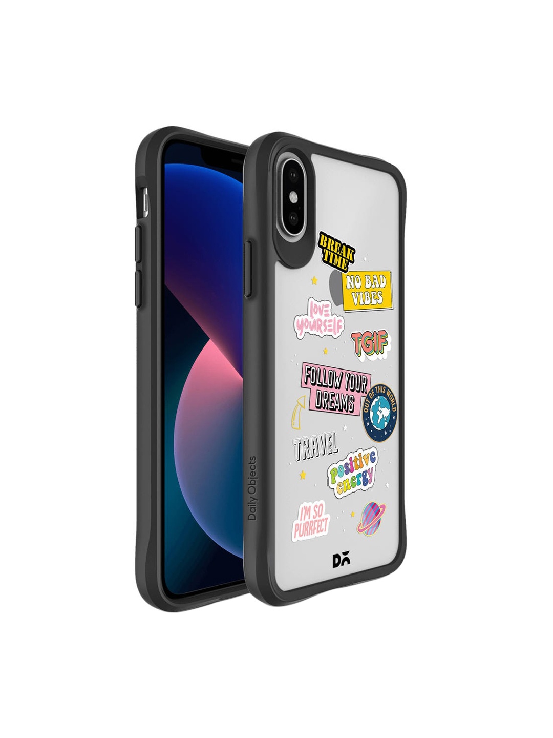 

DailyObjects Off-White & Pink Positivity iPhone X Back Case