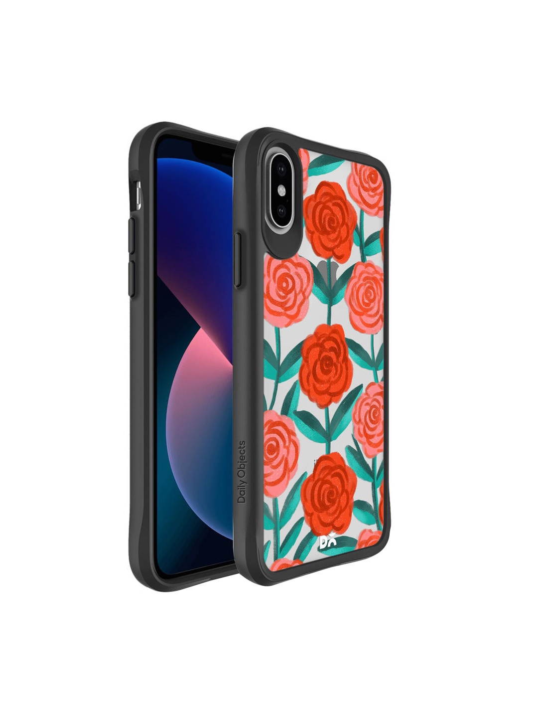 

DailyObjects Black Floral Printed iPhone XS Back Case