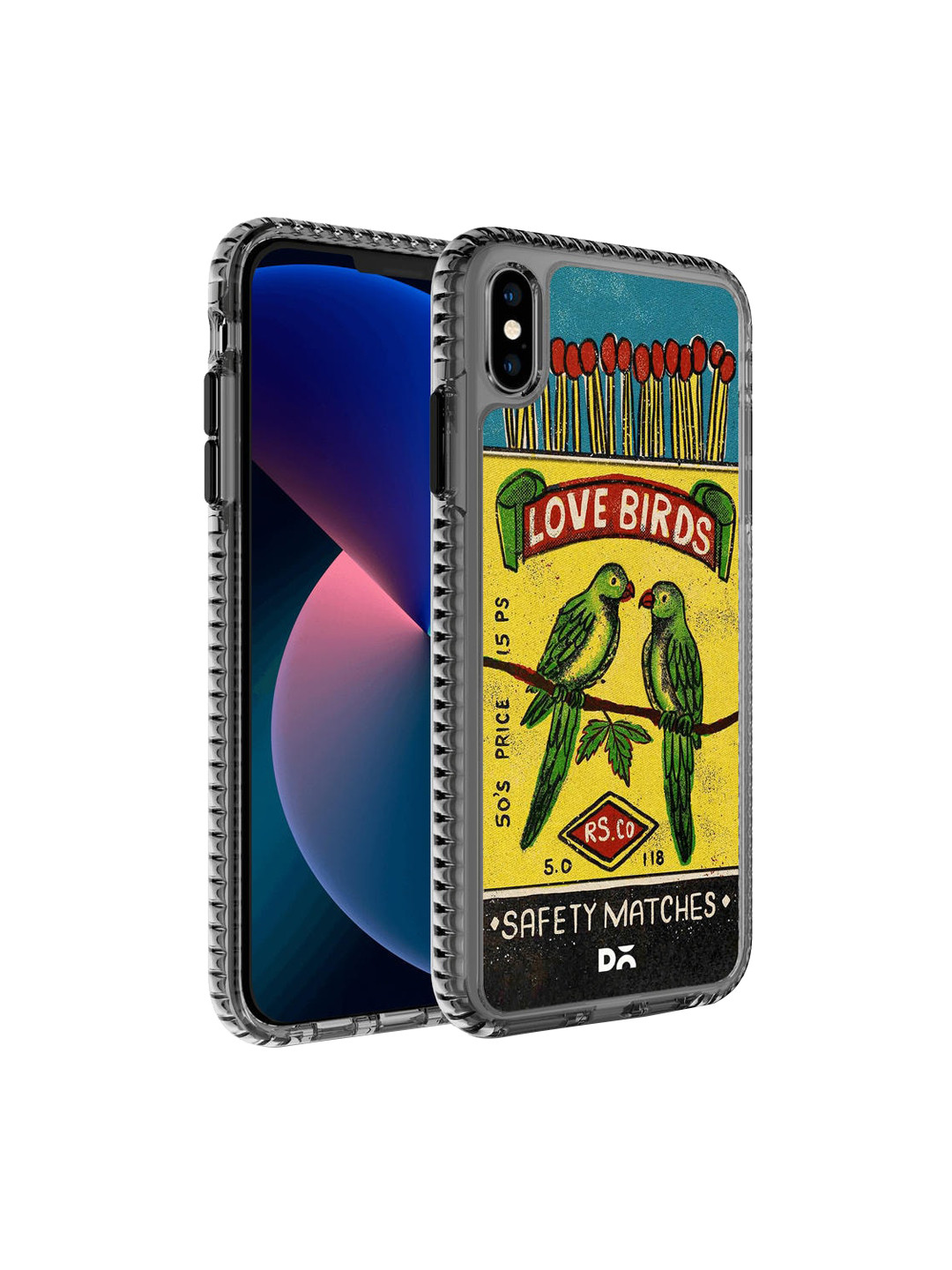 

DailyObjects Blue & Yellow Printed Love Birds Matchbox Stride 2.0 iPhone X Phone Back Case