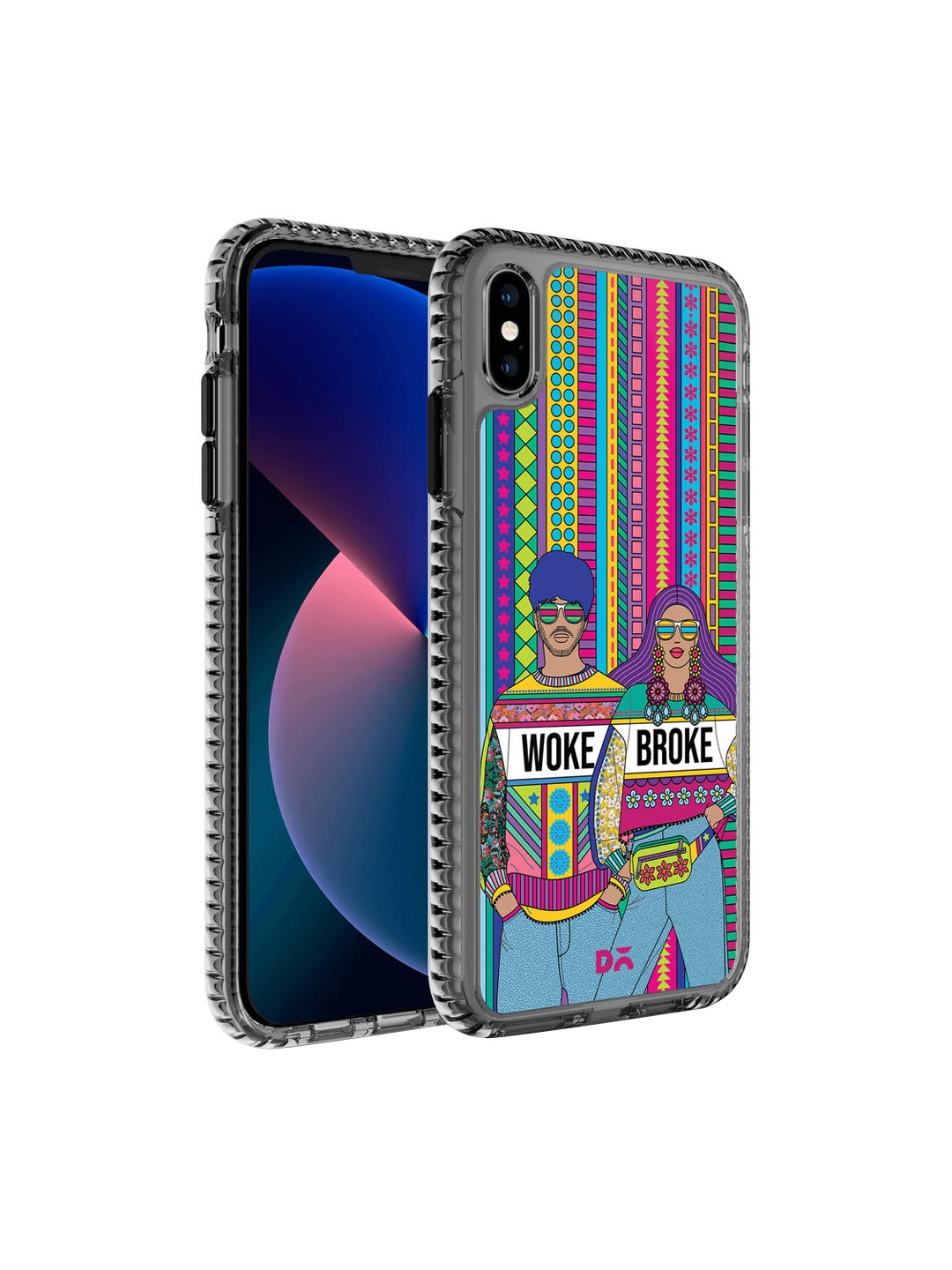 

DailyObjects Blue & Pink Printed Woke Broke Couple Stride 2.0 iPhone XS Phone Back Case