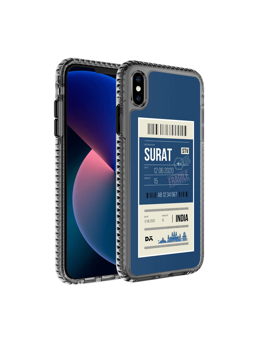 

DailyObjects Blue & Black Surat City Tag iPhone XS Max Back Case