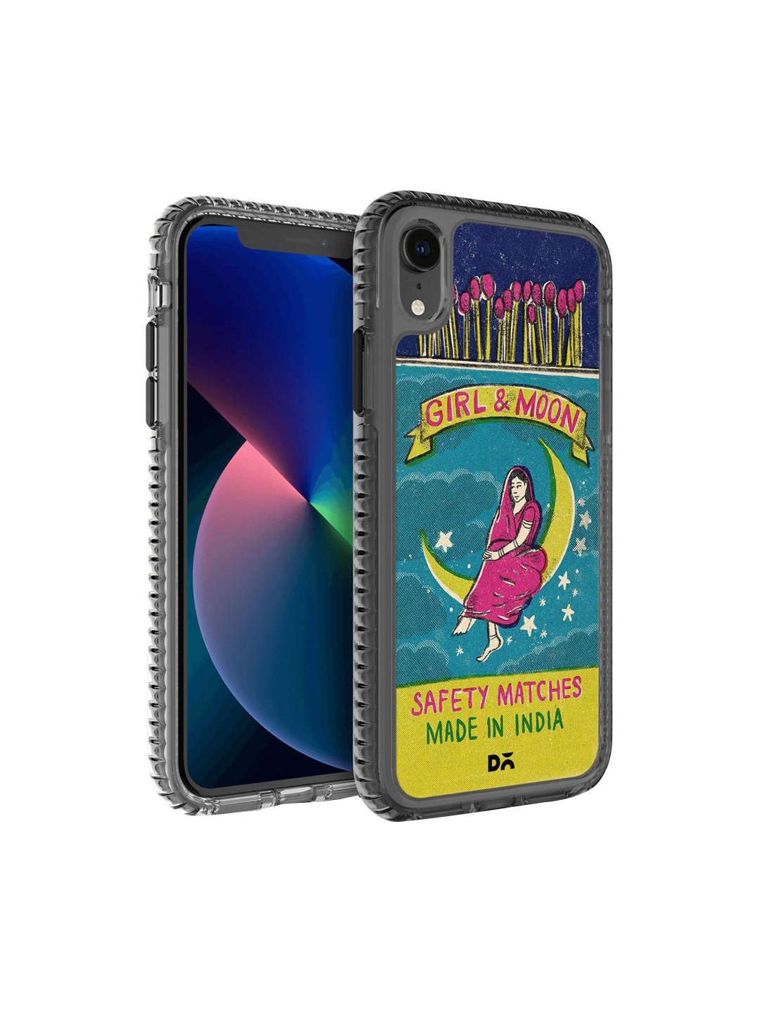 

DailyObjects Teal Green & Yellow Moon Girl Matchbox iPhone XR Back Case