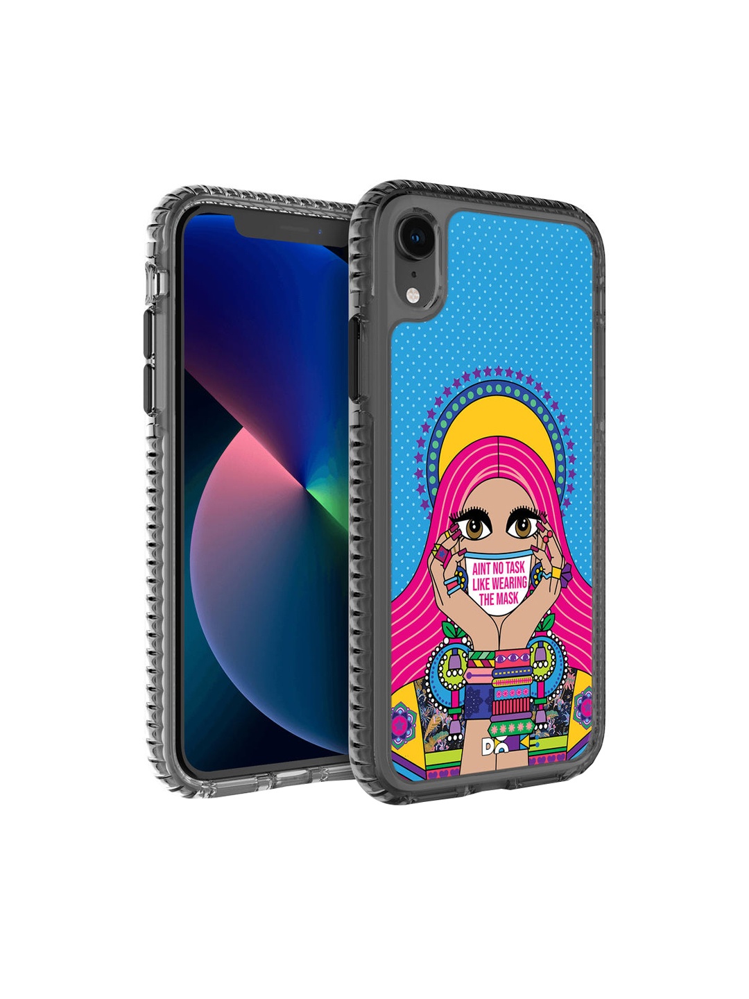 

DailyObjects Blue & Pink Mask-Up Millennial Stride 2.0 iPhone XR Back Case