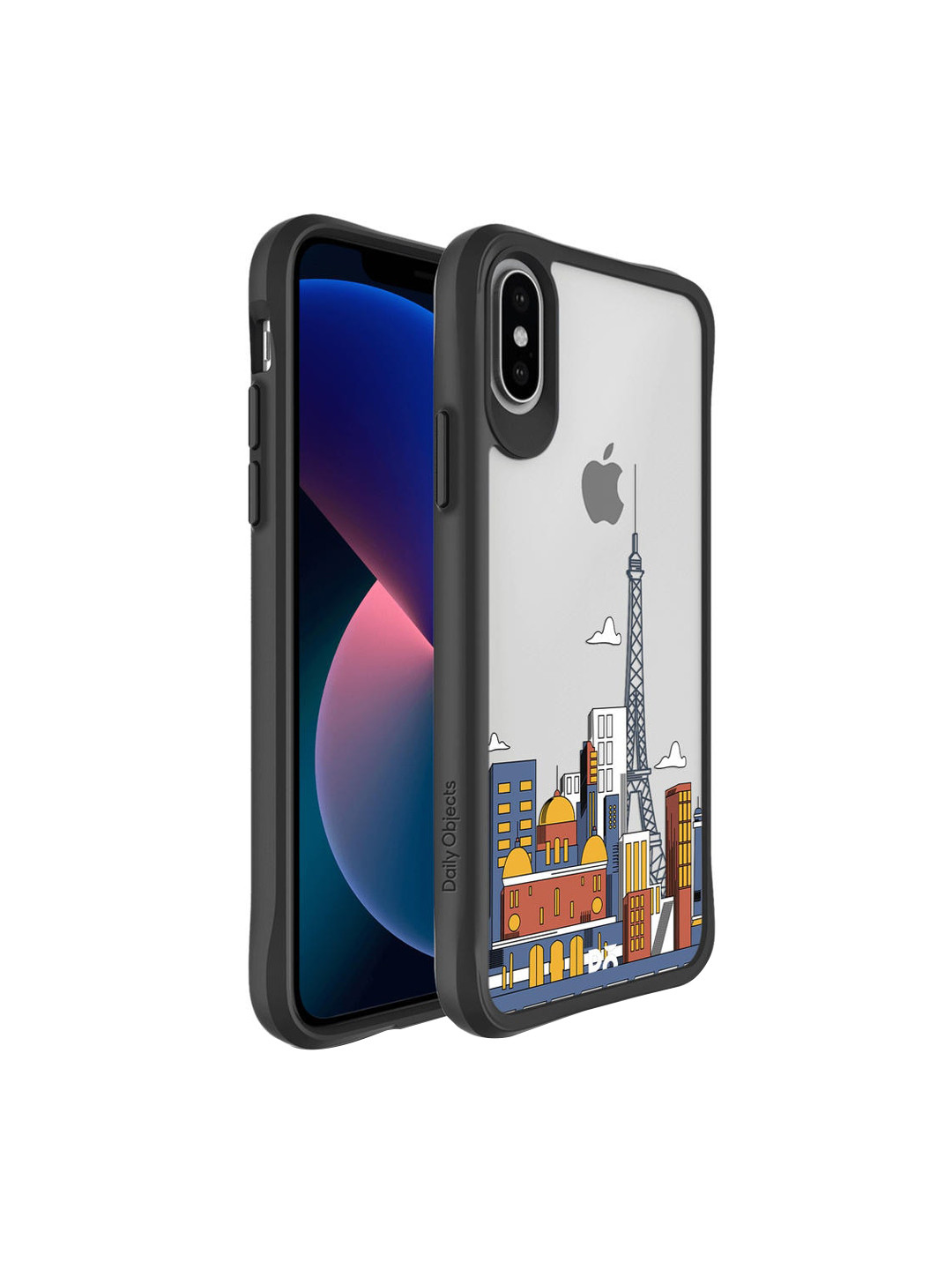 

DailyObjects Transparent & Grey Printed Paris Skyline Black Hybrid Clear iPhone XS Max Phone Back Case