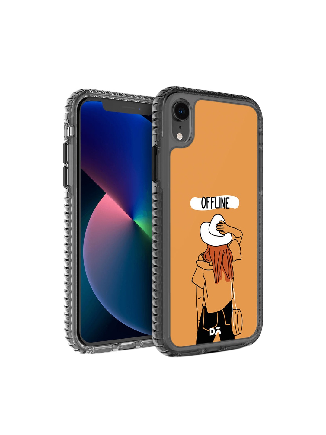 

DailyObjects Black & Orange Offline Stride 2.0 Case iPhone XR Back Case