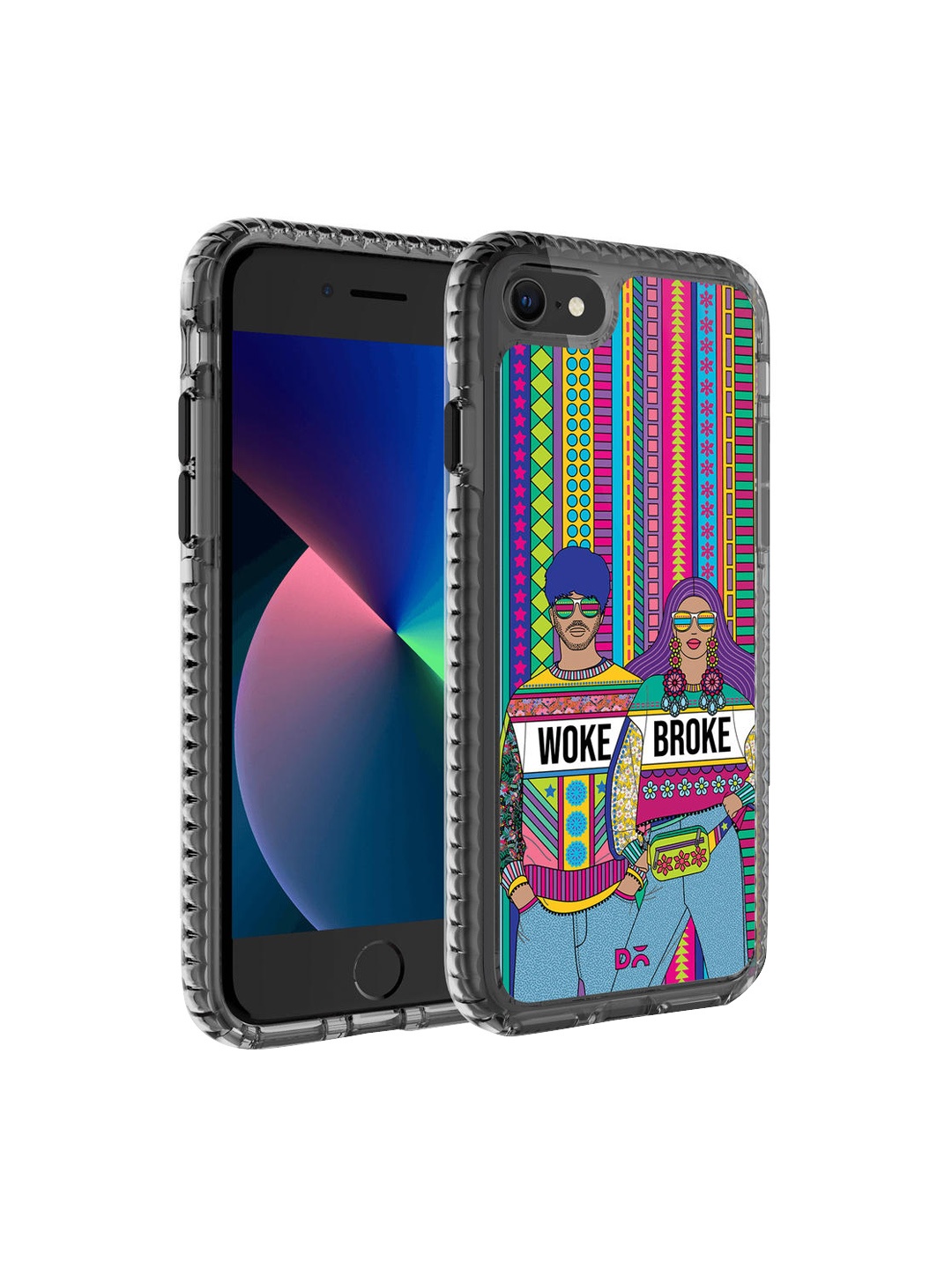 

DailyObjects Pink & Blue Woke Broke Couple iPhone SE 2020 Back Case