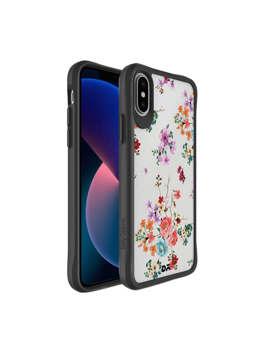 

DailyObjects Black & White Periwinkle & Roses Printed iPhone XS Max Back Case