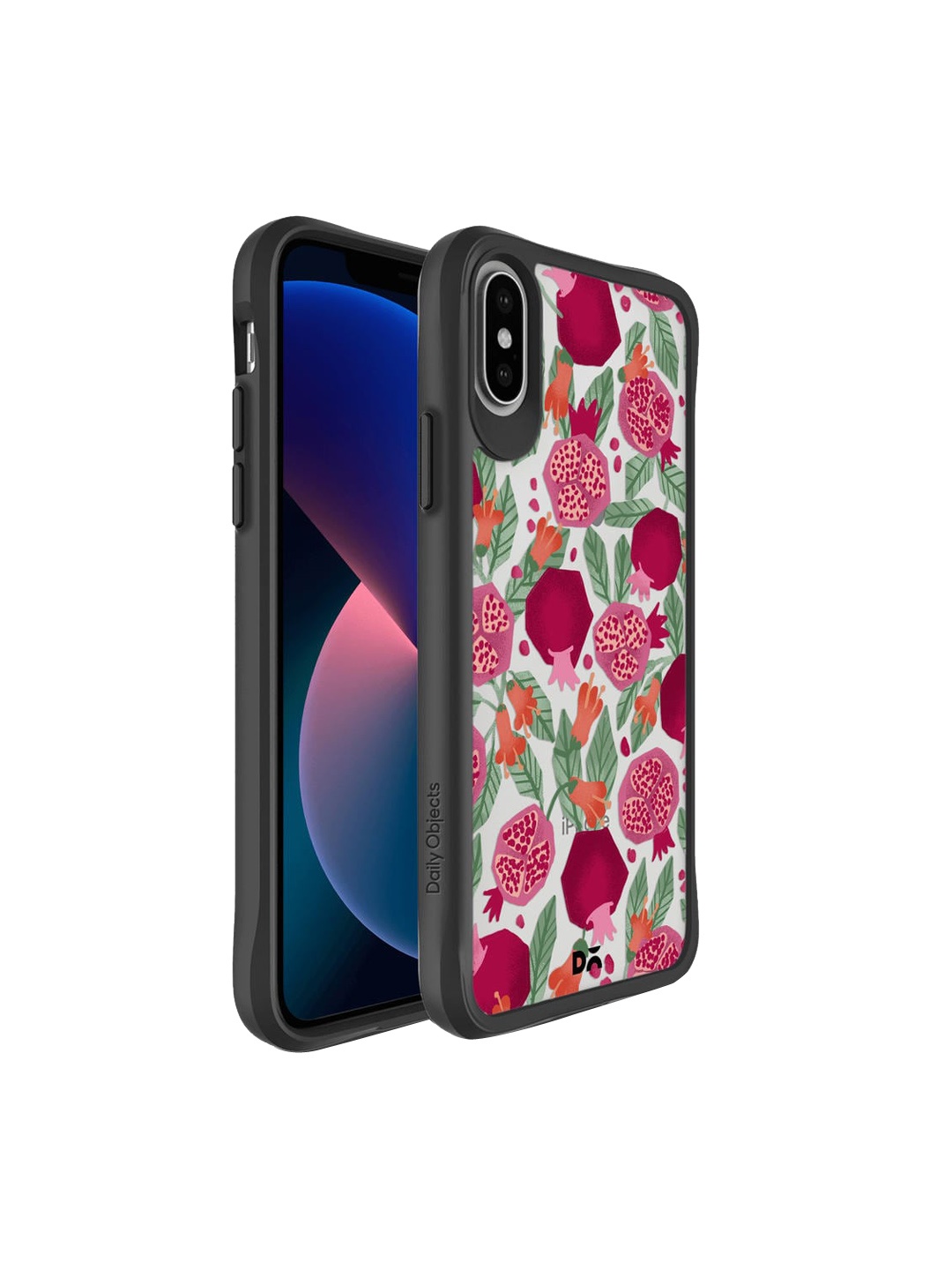 

DailyObjects White & Pink Pomegranate Party Black Hybrid iPhoneX Back Case