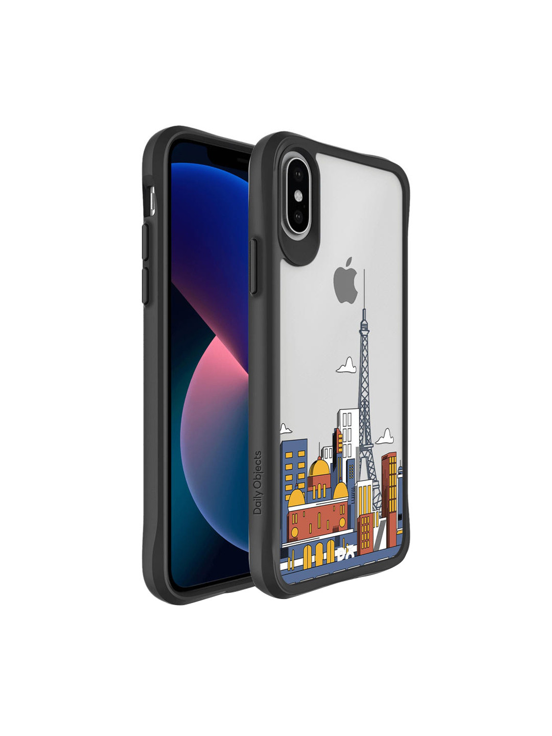 

DailyObjects Grey & Brown Paris Skyline Hybrid Clear iPhone X Back Case