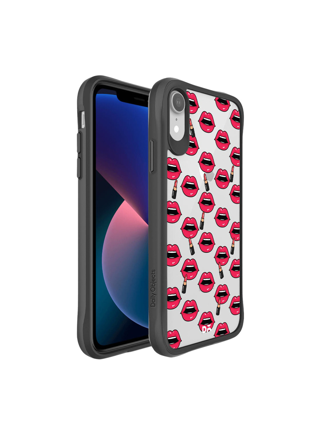 

DailyObjects White & Pink Lipstick Icon Black Hybrid iPhone XR Case Cover