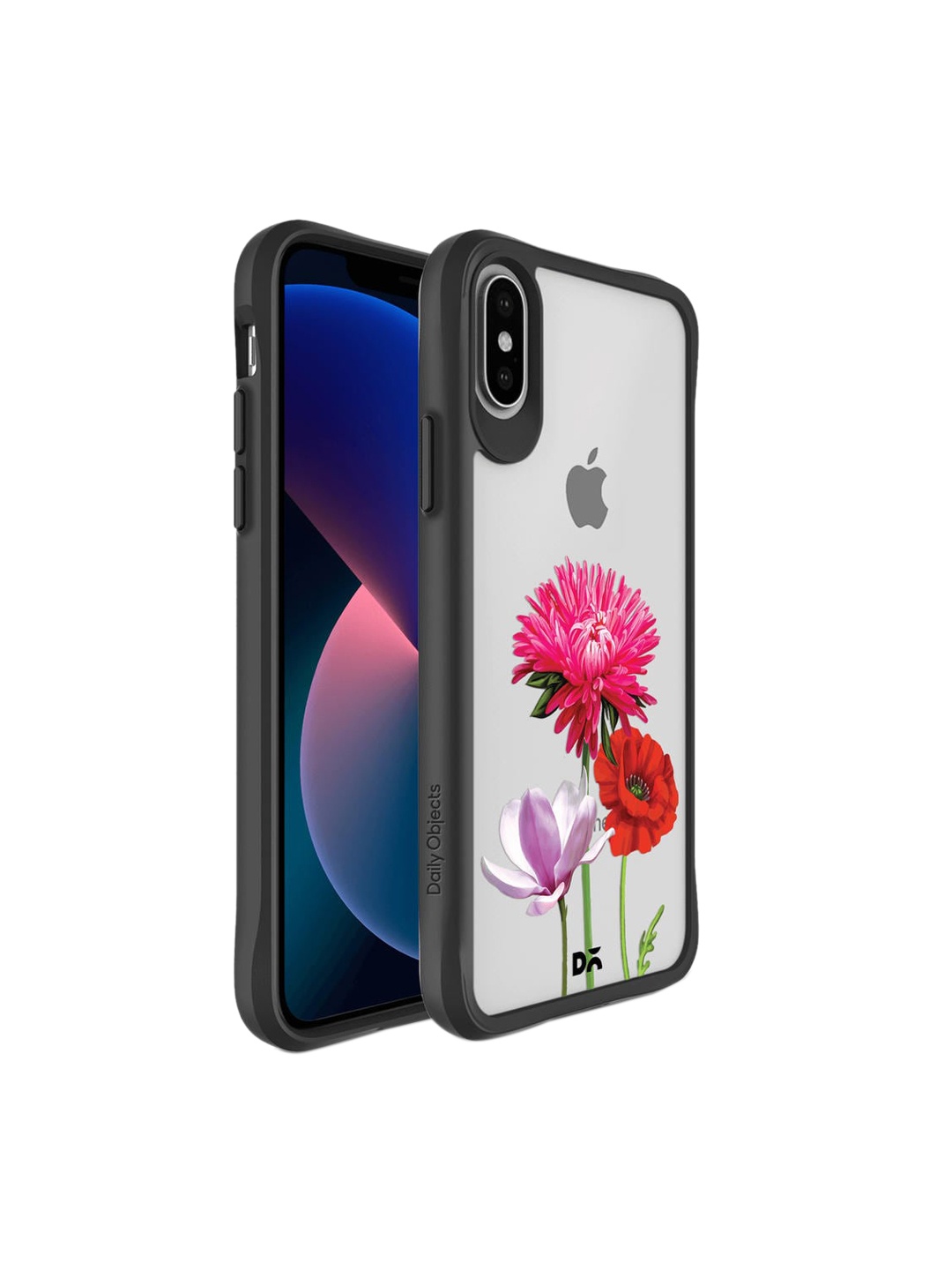 

DailyObjects Pink, Red & White Flowers Hybrid Clear iPhone X Case Cover, Transparent
