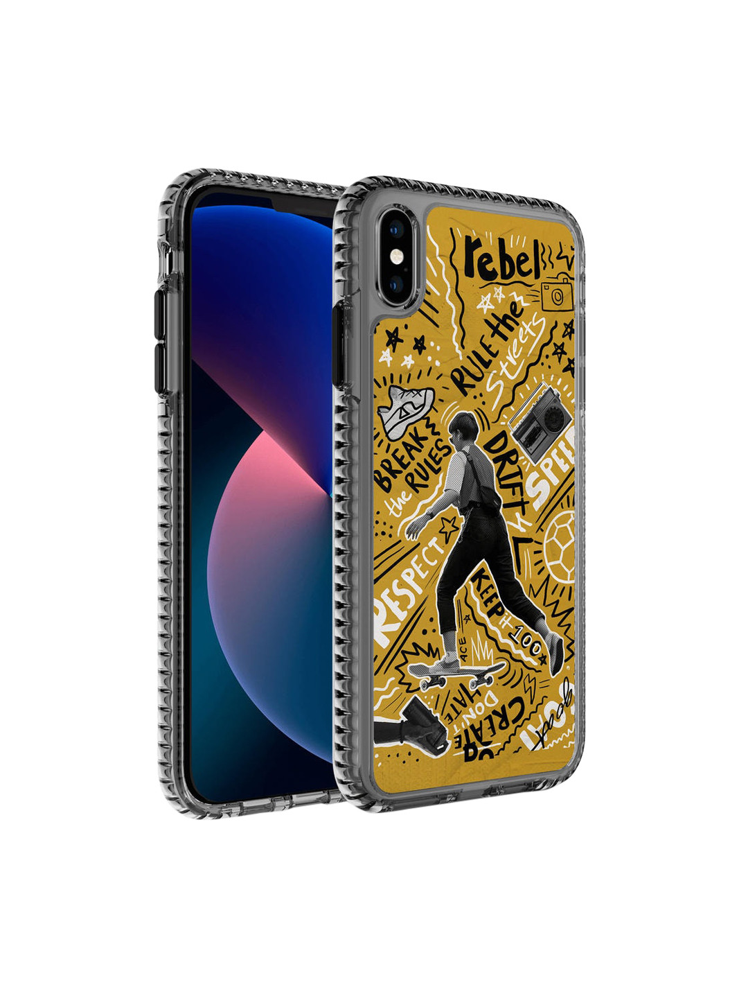 

DailyObjects Black & Yellow Rule The Streets Printed iPhone X Back Case