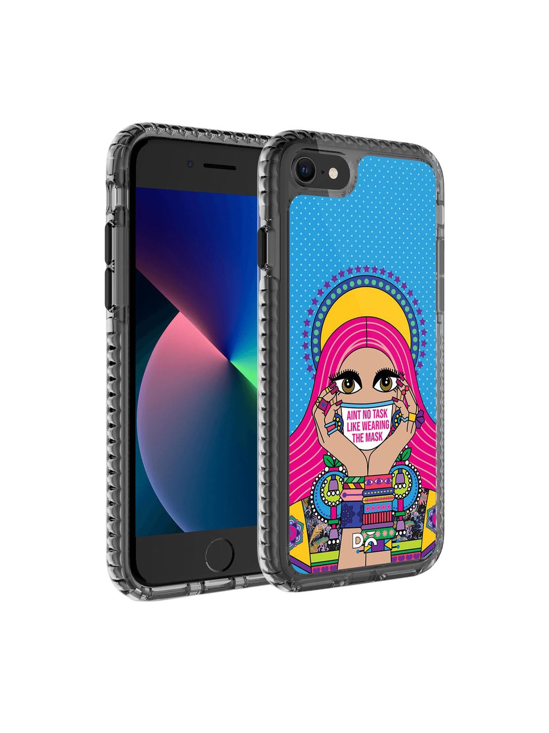 

DailyObjects Blue & Pink Mask-Up Millennial iPhone 8 Back Case