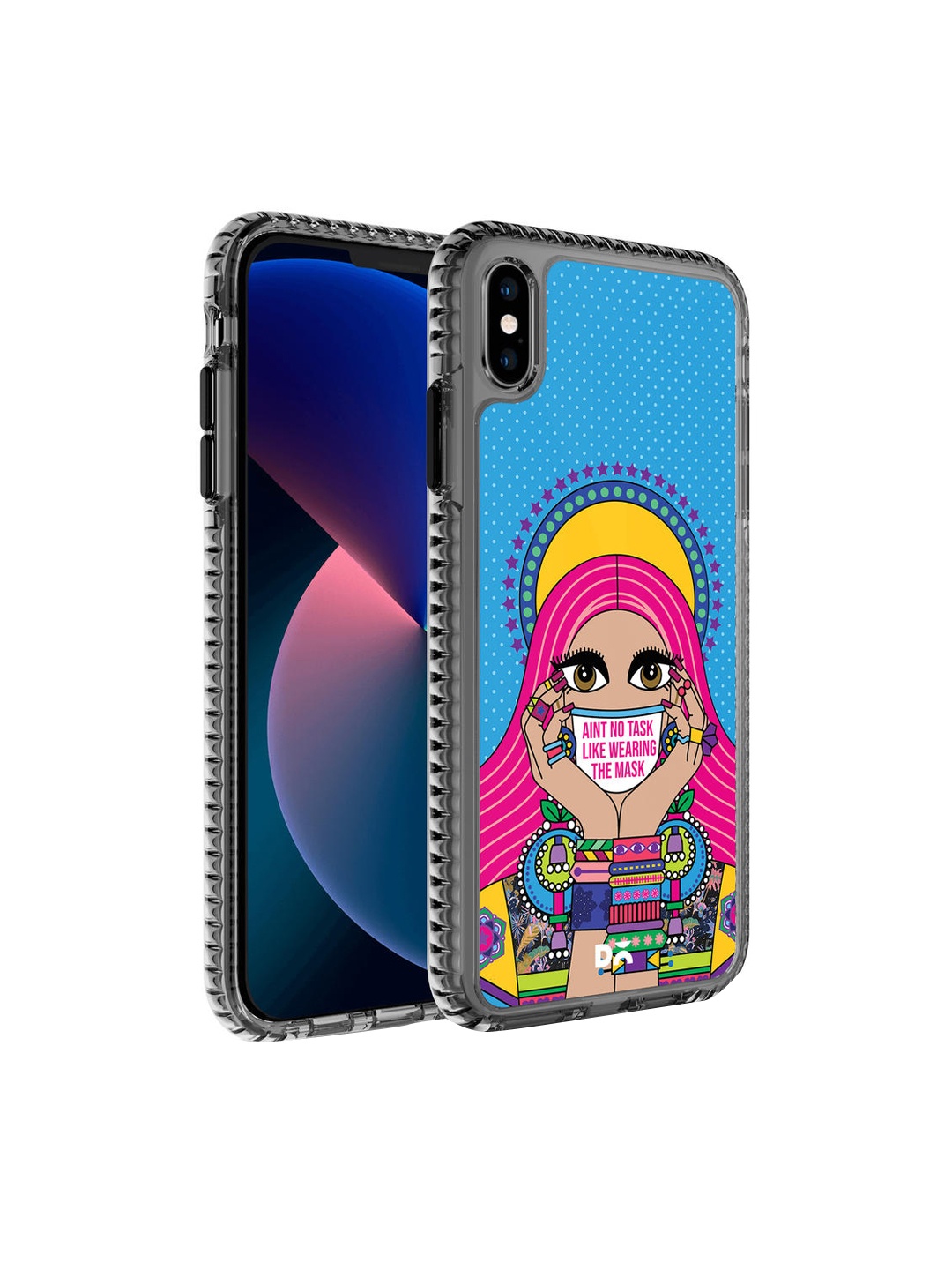 

DailyObjects Black & Blue Mask-Up Millennial Printed iPhone XS Back Cover