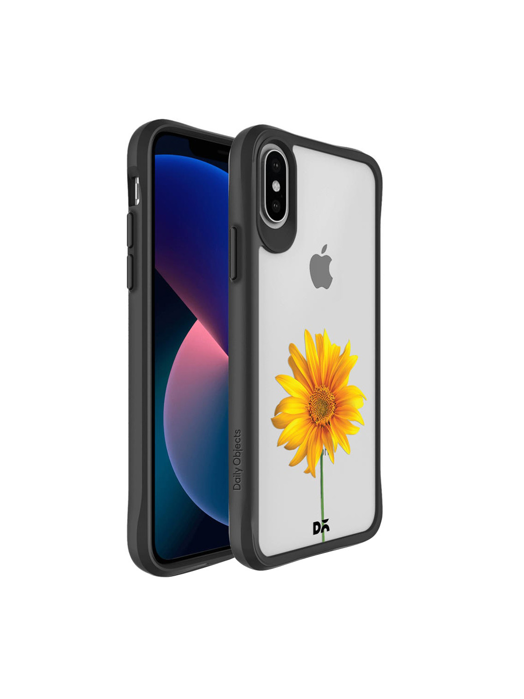 

DailyObjects Grey & Yellow Clear Sunflower Black Hybrid iPhone XS Case Cover