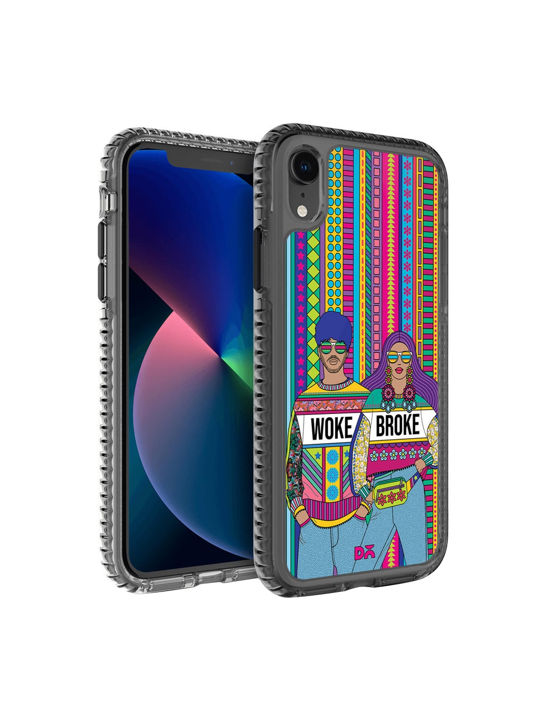 

DailyObjects Blue & Yellow Woke Broke Couple iPhone XR Back Case