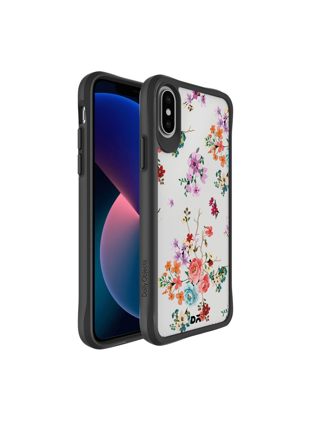 

DailyObjects Black Periwinkle & Roses Printed iPhone XS Back Case