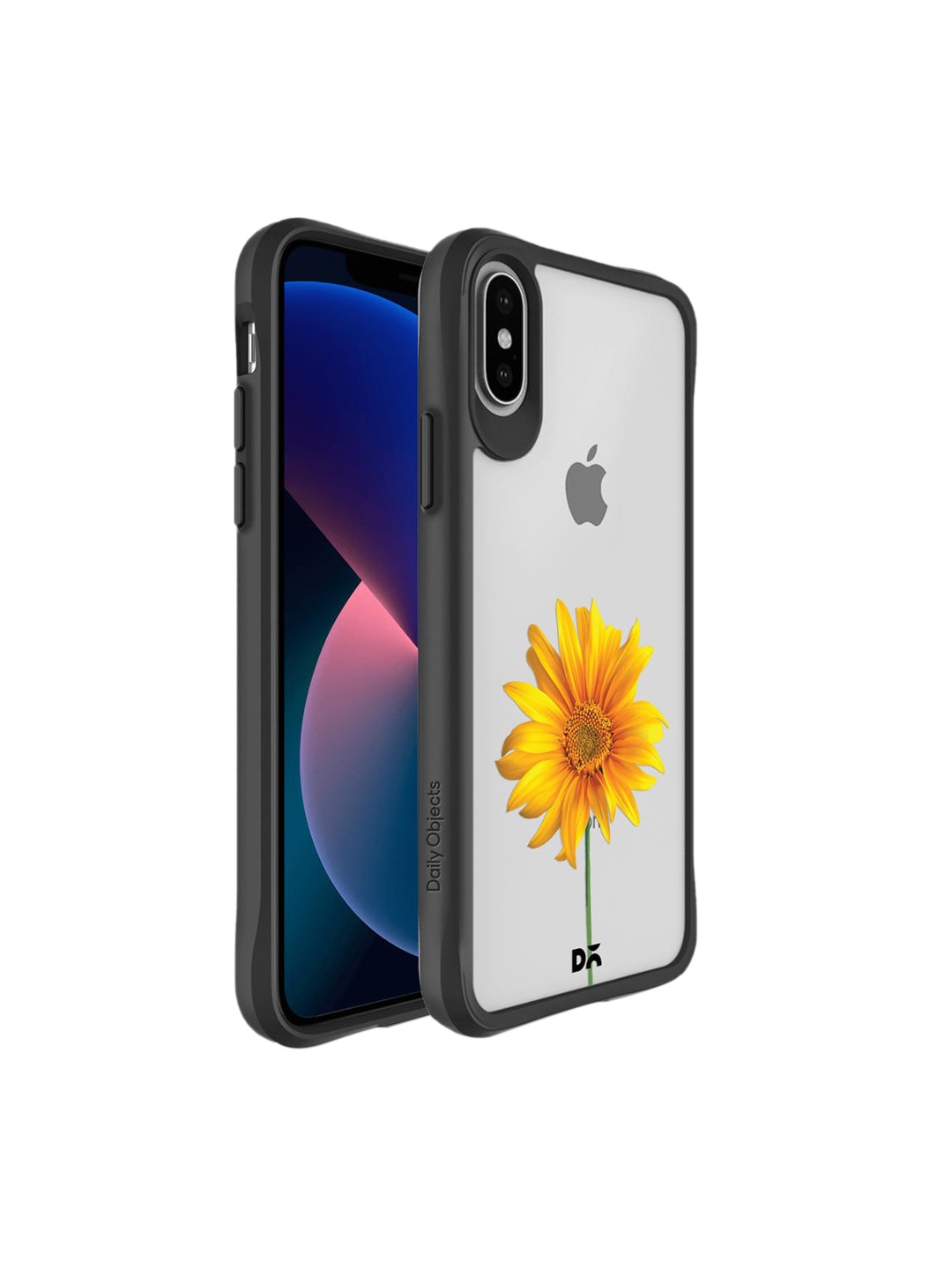 

DailyObjects Yellow Sunflower Black Hybrid Clear iPhone X Back Case