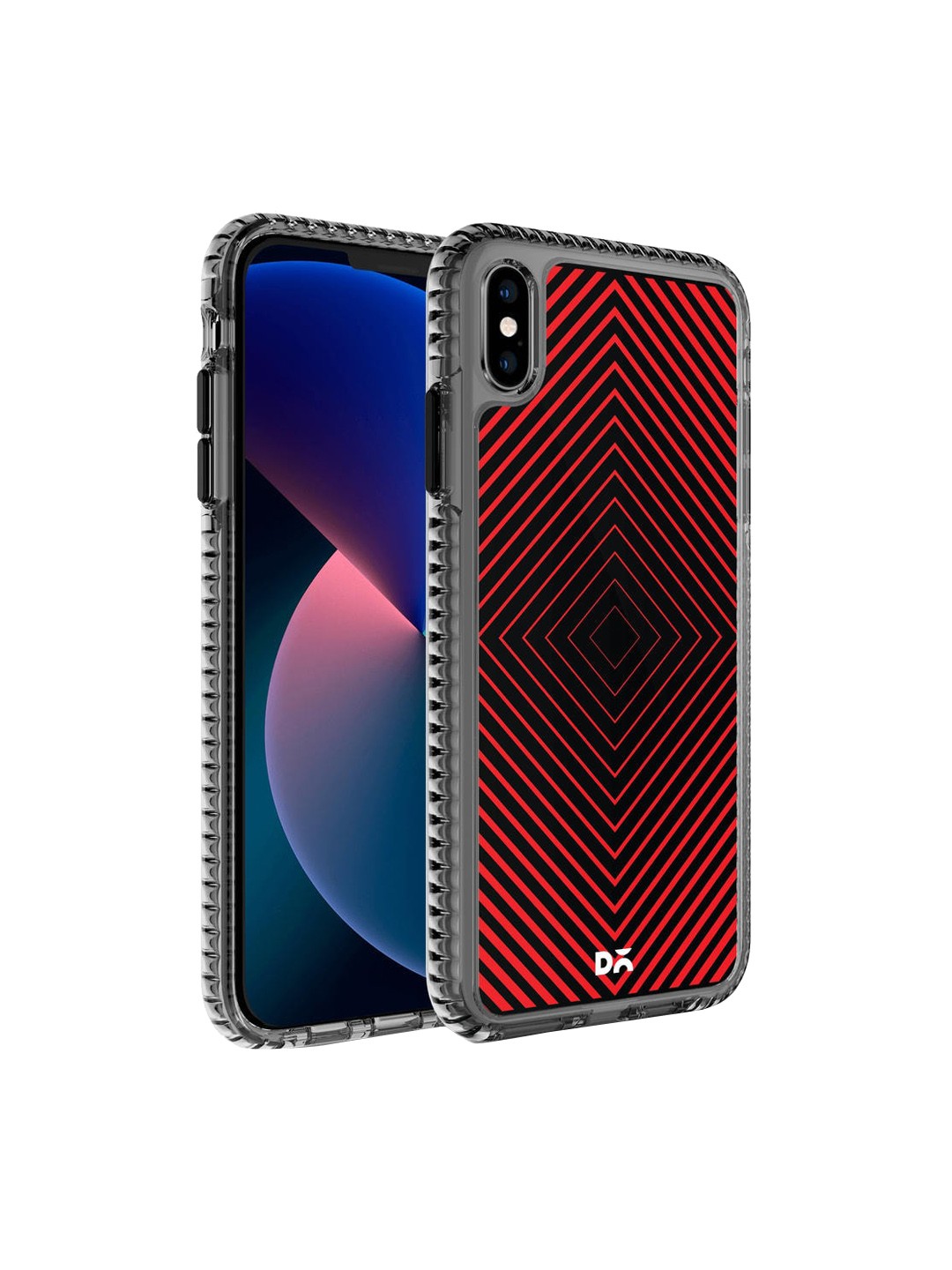 

DailyObjects Red & Black Printed Rhombus Stride 2.0 iPhone XS Phone Back Case