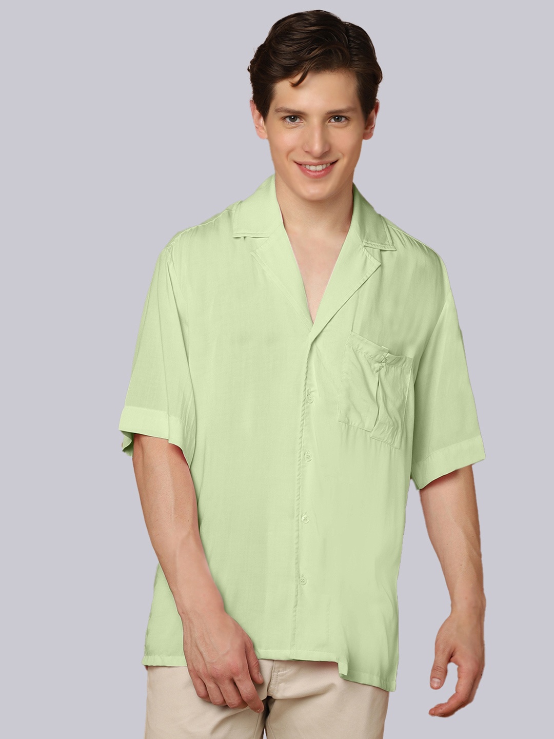 

SHABERRY Men Green Casual Shirt