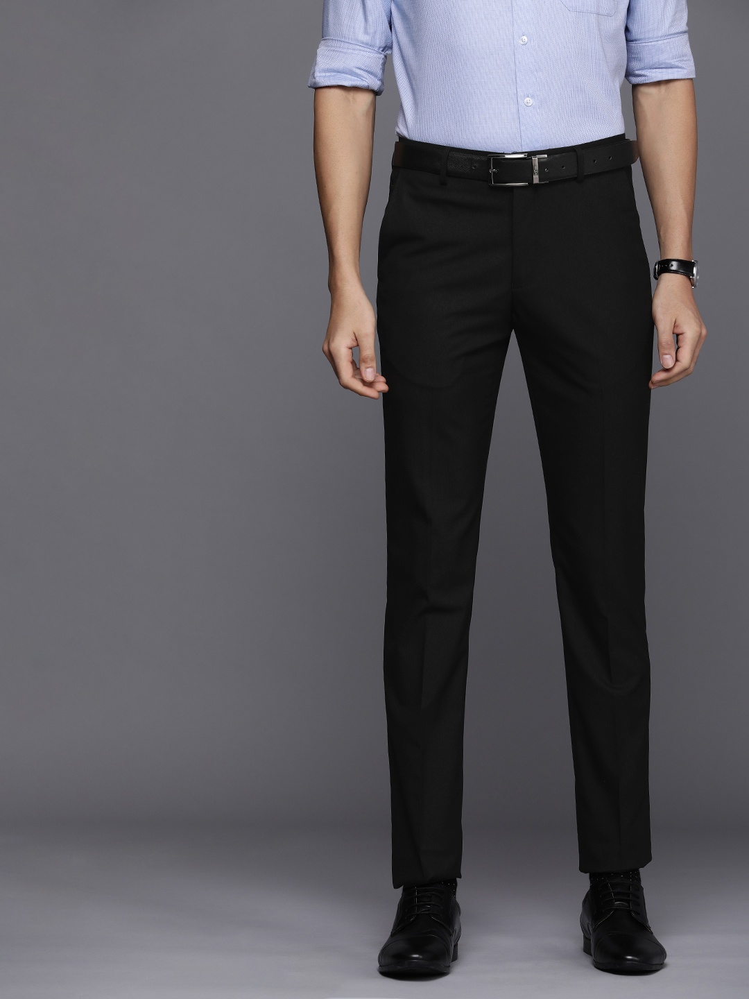 

Louis Philippe Men Black Super Slim Fit Trousers