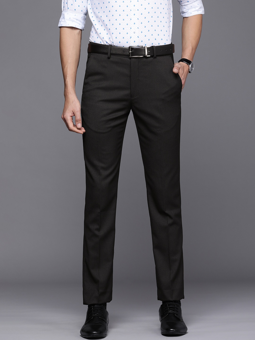 

Louis Philippe Men Black Super Slim Fit Trousers
