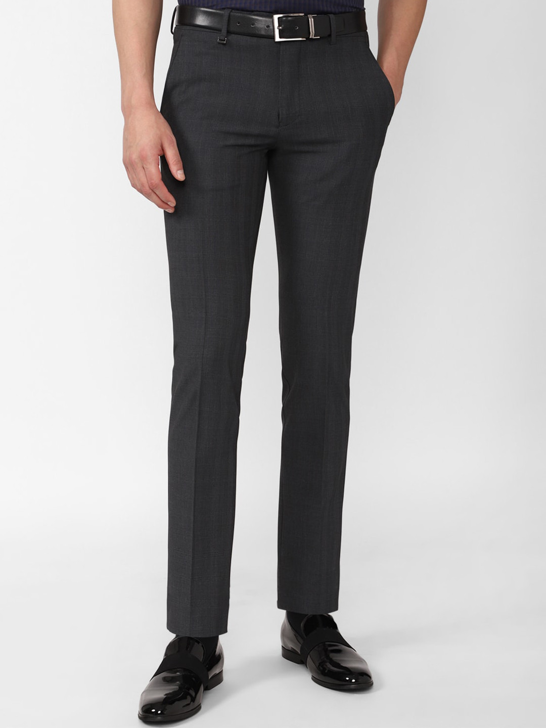 

Van Heusen Men Grey Solid Slim Fit Formal Trousers